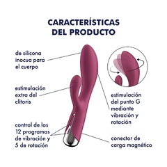 Imagen de SATISFYER DOBLE ESTIMULADOR DE CLITORIS Y PUNTO G CON VIBRADOR Y ROTACION 3 MOTORES RECARGABLE SPINNING RABBIT 1 8727