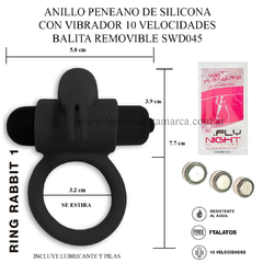 ST ANILLO PENEANO CON VIBRADOR 10 VELOCIDADES RING RABBIT 1 SWD045+17012 BLACK