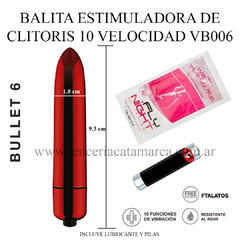 ST ESTIMULADOR BALITA CON VIBRADOR 10 VELOCIDADES SILVER BULLET 6 VB006 RED