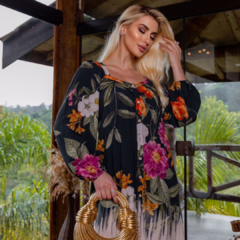 Vestido curto estampado com botões - loja online