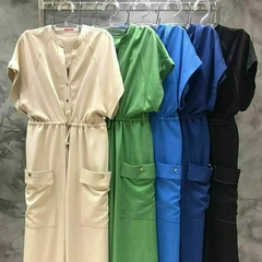 VESTIDO DE LINHO COM BOLSOS LATERAIS - comprar online