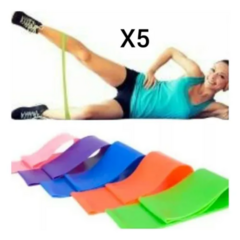 Set Kit X5 Bandas Fitness Isométricas Tiraband Ejercicio Gym - Chill Moda