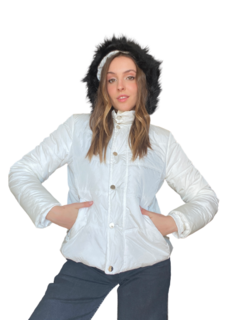 Campera Puffer con capucha desmontable Blanca - comprar online