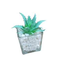 Pack X12 Plantas Artificial en Maceta Vidrio Cactus Suculenta - tienda online