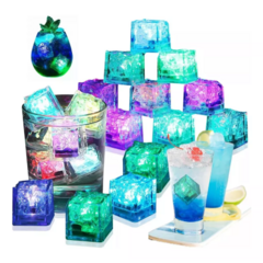 Pack 12 Cubos De Hielo Refrigerantes Reutilizables Luz Led Rgb - tienda online
