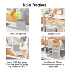 Dispenser Detergente Esponja Toalla Cocina Jabón Drenaje