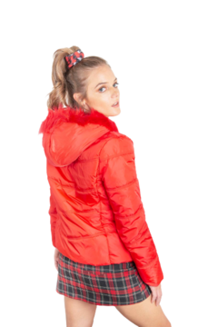 Campera Puffer con capucha desmontable Roja