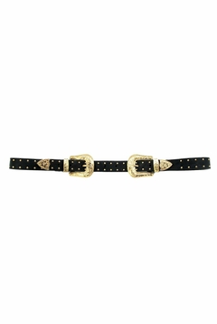 Cinturon Doble con tachas 2.3cm dorado por Unidad - comprar online