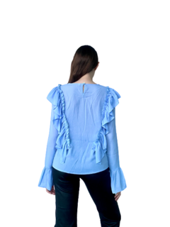 Blusa celeste volados - tienda online