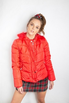 Campera Puffer con capucha desmontable Roja - comprar online