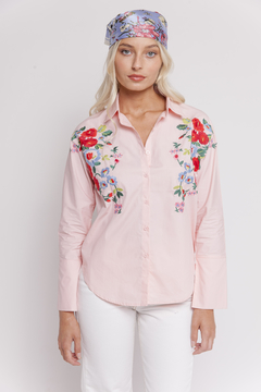 Camisa bordada rosa