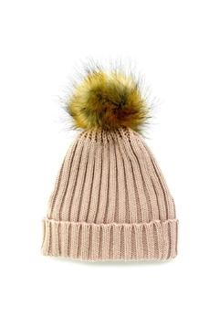 Gorro tejido pompón piel por Unidad