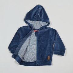 TALLE M ( 3/6 MESES ) - CAMPERA PLUSH CELESTE OSCURO - MIMO - comprar online