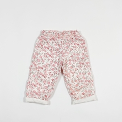 TALLE 12 MESES - PANTALON BLANCO FLORES FORRADO EN ALGODON - BABYCOTTONS