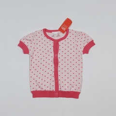 TALLE 12/18 MESES - CAMPERA TEJIDA HILO M/CORTA ROSA LUNARES FUCSIA C/ETIQUETA - H&M