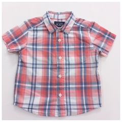 TALLE 18/24 MESES - CAMISA M/CORTA CUADROS BLANCO CORAL- PLACE