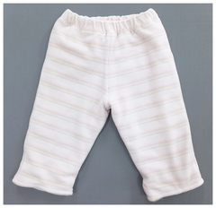 TALLE S (0/3 MESES) - PANTALON PLUSH RAYADO BLANCO ROSA FORRADO ALGODÓN - CHEEKY