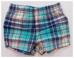 TALLE 3 MESES - SHORT TELA CUADROS VERDE AZUL - CARTERS