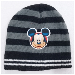 TALLE UNICO - GORRO LANA RAYADO NEGRO GRIS MICKEY - DISNEY