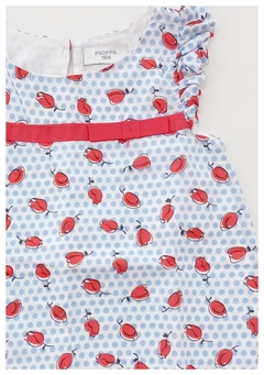 TALLE 18 MESES - VESTIDO S/MANGA LUNARES CELESTE FLORES ROJAS - PIOPPA - comprar online