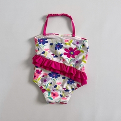 TALLE 3/6 MESES - MALLA BLANCA FUCSIA FLOREADA NUEVA CON ETIQUETA - OLD NAVY - comprar online