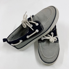 ZAPATO NAUTICO ACORDONADO LONA GRIS AZUL SUELA GOMA - GYMBOREE - TALLE 12 (20CM SUELA) en internet