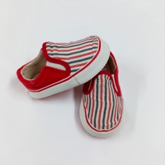 TALLE 18 (13 CM SUELA) - PANCHAS LONA RAYADAS ROJO AZUL - CONIGLIO - comprar online