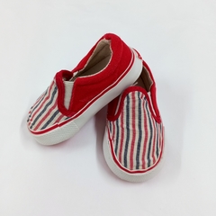 TALLE 18 (13 CM SUELA) - PANCHAS LONA RAYADAS ROJO AZUL - CONIGLIO en internet