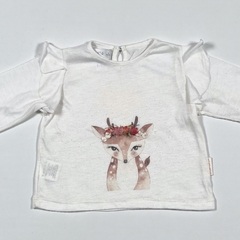 TALLE 9 MESES - REMERA M/LARGA BLANCA VOLADO HOMBRO BAMBI - ANAVANA - comprar online