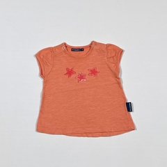 TALLE S ( 0/3 MESES ) - REMERA M/CORTA NARANJA ESTRELLAS LENTEJUELA - MINIMIMO