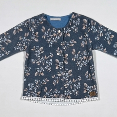 TALLE XL (12 MESES ) - CAMPERA ALGODON C/FRISA AZUL GASTADO FLORES - MINIMIMO - comprar online