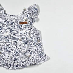 TALLE 12 MESES - REMERA S/MANGA ALGODON ELASTIZADO BLANCA MAR AZUL - LECOCON - comprar online