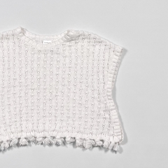 TALLE 12 MESES - CHALECO TIPO PONCHO TEJIDO HILO BLANCO - CARTERS - comprar online