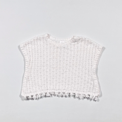 TALLE 12 MESES - CHALECO TIPO PONCHO TEJIDO HILO BLANCO - CARTERS