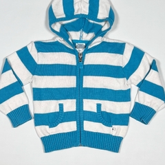 TALLE 24 MESES - CAMPERA TEJIDA HILO RAYADA BLANCA TURQUESA - CARTERS - comprar online