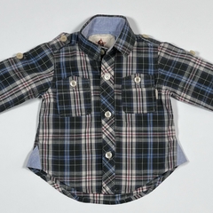 TALLE 6 MESES - CAMISA M/LARGA CUADROS VERDE OSCURO BEIGE CELESTE- AKIABARA - comprar online