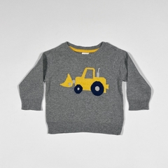 TALLE 3 MESES - SWEATER HILO GRIS CAMION AMARILLO - CARTERS