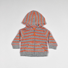 TALLE NB - CAMPERA ALGODON FINO GRIS RAYAS NARANJA FLUOR - CARTERS