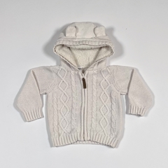 TALLE 9 MESES - CAMPERA TEJIDA HILO CRUDA C/CAPUCHA FORRADA EN CORDERITO - CARTERS