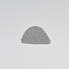 TALLE 0/3 MESES - GORRO ALGODON GRIS CORAZONES ROSA FLUOR - CARTERS