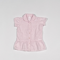 TALLE M ( 6/9 MESES ) - CAMISA M/CORTA BRODERY ROSA - CHEEKY