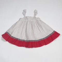 TALLE 12/18 MESES - VESTIDO S/MANGA BLANCO VOLADO ESTRELLAS ROJO AZUL - GAP