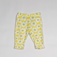 TALLE 9 MESES - PANTALON ALGODON LIVIANO AMARILLO FLORES APLIQUE RANA EN LA COLA - CARTERS