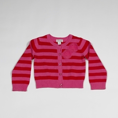 TALLE 2T - CAMPERA HILO TEJIDA ROJA RAYAS FUCSIA - PLACE