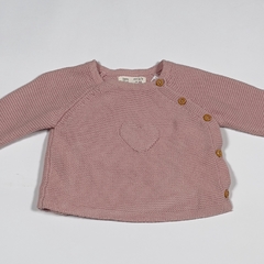 TALLE 1/3 MESES - SWEATER TEJIDO ROSA VIEJO BOTONES - ZARA - comprar online