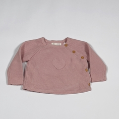 TALLE 1/3 MESES - SWEATER TEJIDO ROSA VIEJO BOTONES - ZARA