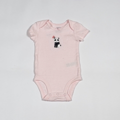 TALLE 3 MESES - BODY M/CORTA RAYAS ROSAS BLANCA PANDA - CARTERS