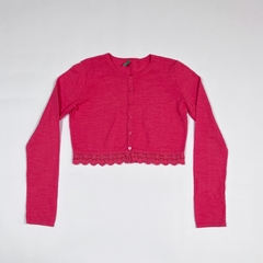 TALLE XL ( 10/11 AÑOS ) - CAMPERA TEJIDA HILO CORAL - BENETTON