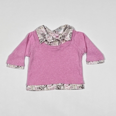 TALLE 3/6 MESES - REMERA CAMISA M/LARGA ROSA CUELLO BLANCO FLORES - NEXT