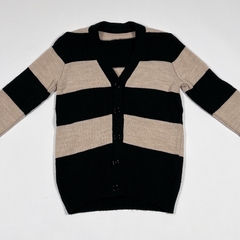 TALLE 12 - CARDIGAN TEJIDO RAYADO NEGRO BEIGE - CHEEKY - comprar online